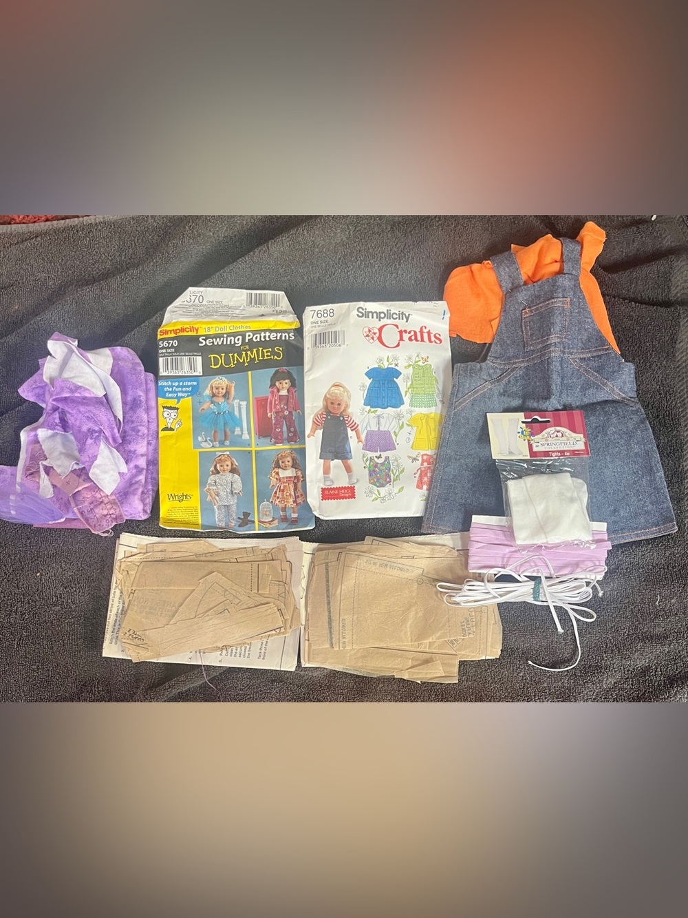 Simplicity 18" Doll Clothes look Sewing Patterns and Accessories Lot
